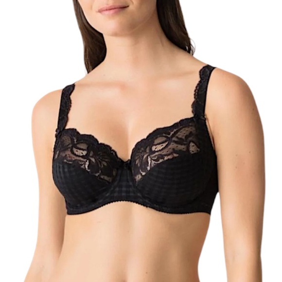 Prima Donna Madison full cup black lace gingham underwire premium bra 40 C - Picture 1 of 16